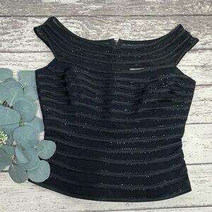 Caché Beaded Striped Off Shoulder Top